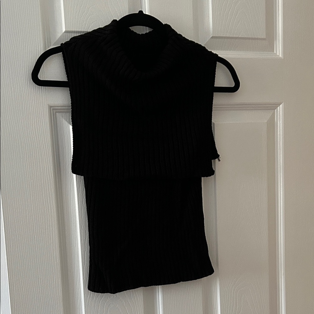 Vintage 90% silk knit black sleeveless cowl neck top